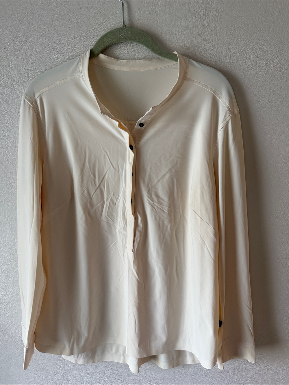 Cream Long Sleeve Henley Top